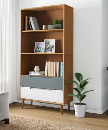 Bücherregal MOLDE Weiß 85x35x170,5 cm Massivholz Kiefer