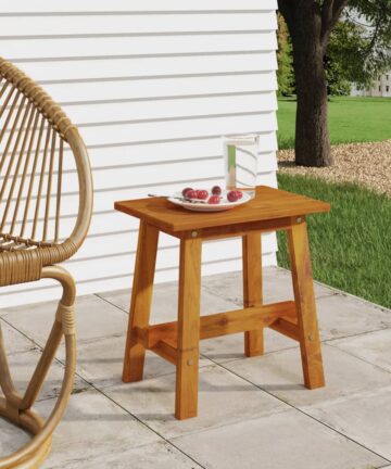 Hocker Braun 38x38x45 cm Rund Massivholz Akazie