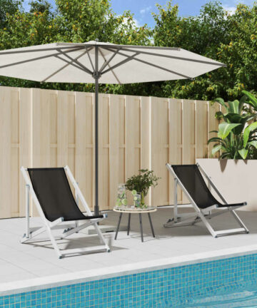Strandstühle 2 Stk. Klappbar Creme Aluminium und Textilene