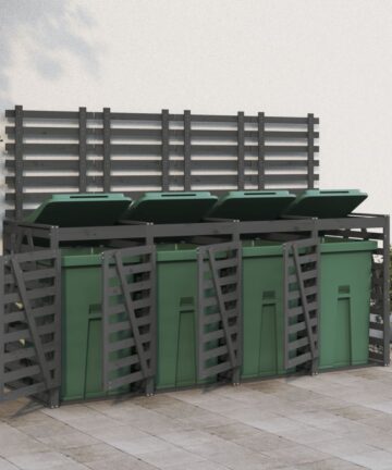 Mülltonnenbox für 4 Tonnen Weiß Massivholz Kiefer