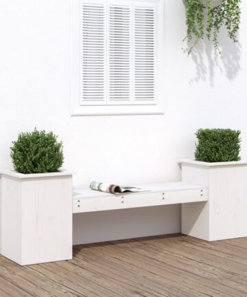 Gartenbank mit Pflanzkübeln 184,5x39,5x56,5cm Massivholz Kiefer