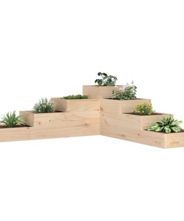 Pflanzentreppe 4 Stufen 106x104,5x36 cm Weiß Massivholz Kiefer