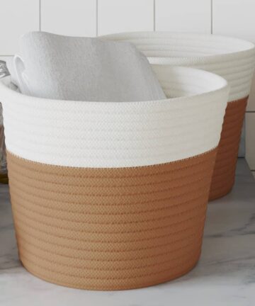 Aufbewahrungskörbe 2 Stk. Beige und Weiß Ø24x18 cm Baumwolle