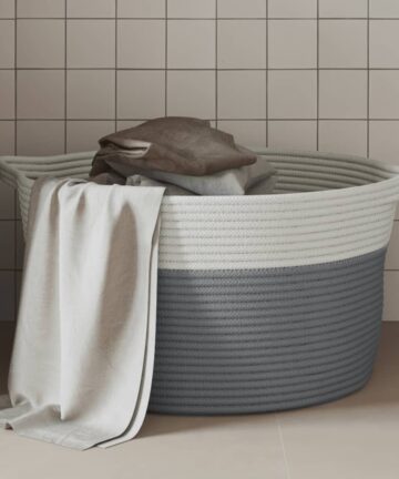 Aufbewahrungskörbe 2 Stk. Grau und Weiß Ø28x28 cm Baumwolle