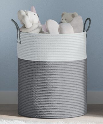 Aufbewahrungskorb Braun und Weiß Ø43x38 cm Baumwolle