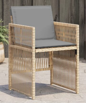 Gartenstühle mit Kissen 4 Stk. Hellgrau Poly Rattan