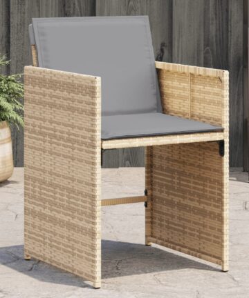 Gartenstühle mit Kissen 4 Stk. Hellgrau Poly Rattan