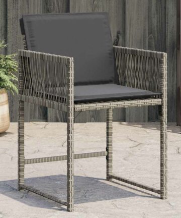 Gartenstühle mit Kissen 4 Stk. Schwarz Poly Rattan