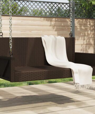 Hängebank Schwarz 119x56x48 cm Poly Rattan