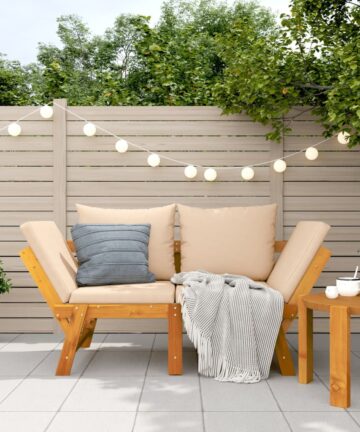 Gartenbank mit Kissen 2-in-1 Massivholz Akazie