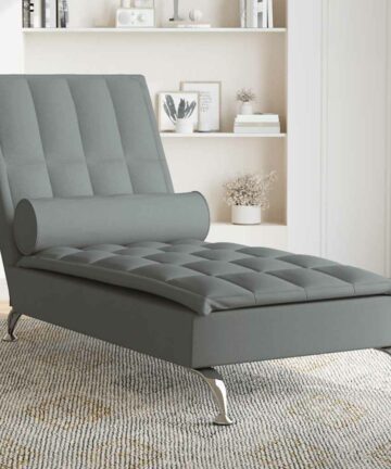 Massage-Chaiselongue mit Nackenrolle Schwarz Stoff