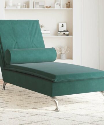 Massage-Chaiselongue mit Nackenrolle Blau Samt