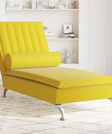 Massage-Chaiselongue mit Nackenrolle Creme Samt