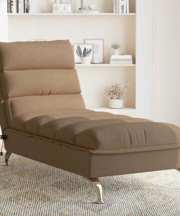 Chaiselongue mit Kissen Taupe Stoff