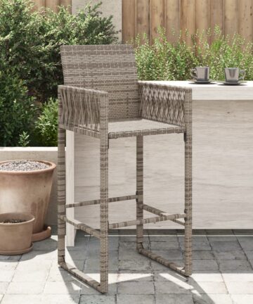 Garten-Barhocker mit Kissen 2 Stk. Schwarz Poly Rattan
