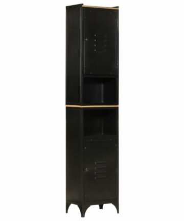 Badschrank 40x27x180 cm Eisen und Massivholz Mango