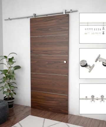 Schiebetür-Beschlagsatz 183 cm Edelstahl Silbern