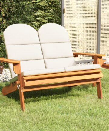 Adirondack-Gartenbank mit Kissen 126 cm Massivholz Akazie