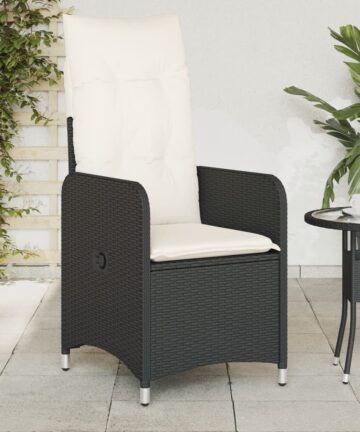 Gartensessel mit Kissen 2 Stk. Verstellbar Schwarz Poly Rattan