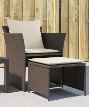 Gartenstuhl mit Fußhocker Braun Poly Rattan