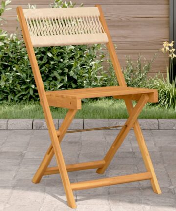 Bistrostühle 2 Stk. Beige Massivholz Akazie und Kordel