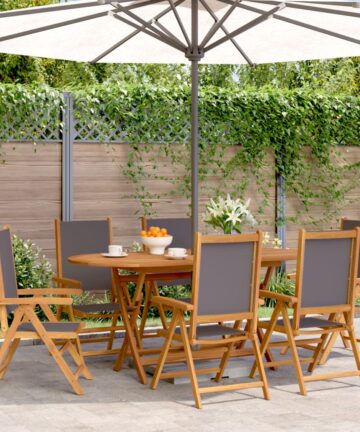 Gartenstuhl Verstellbar 6 Stk. Anthrazit Stoff und Massivholz