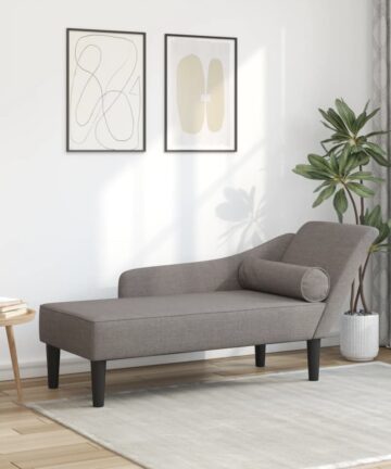 Chaiselongue mit Kissen Taupe Stoff