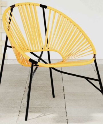 Gartenstuhl in Ei-Form Schwarz und Gelb Poly Rattan