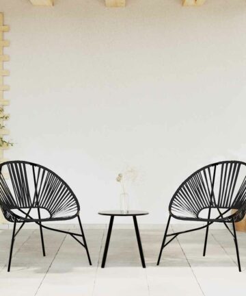 Gartenstuhl-Set 3-tlg. Schwarz Poly Rattan