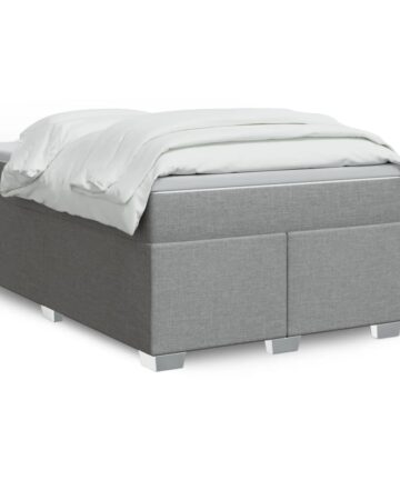 Boxspringbett mit Matratze Hellgrau 120x190 cm Stoff