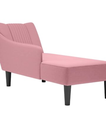 Chaiselongue mit Rechter Armlehne Rosa Samt