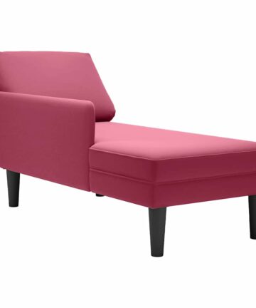Chaiselongue mit Kissen und Rechter Armlehne Weinrot Samt