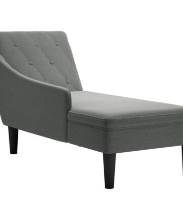 Chaiselongue mit Kissen und Rechter Armlehne Dunkelgrau Stoff