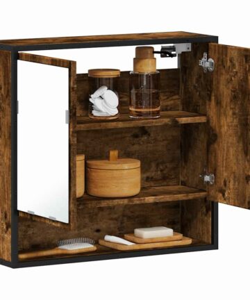 Bad-Spiegelschrank Räuchereiche 65x20x60 cm Holzwerkstoff