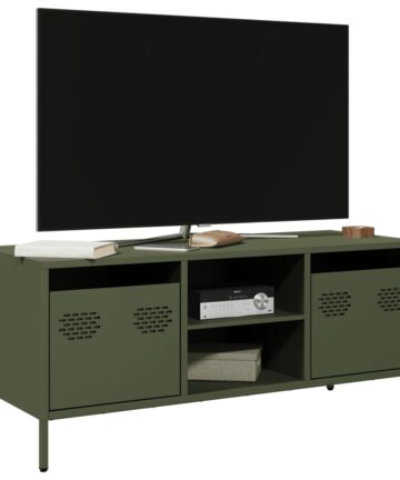 TV-Schrank Olivgrün 101,5x39x43,5 cm Kaltgewalzter Stahl