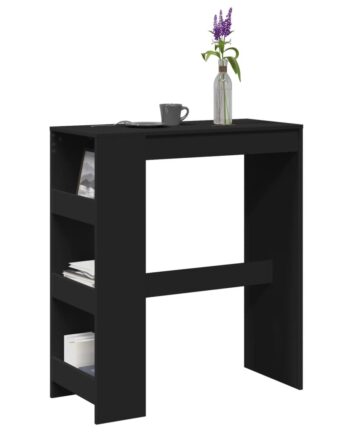 Bartisch mit Regal Schwarz 90x40x103,5 cm Holzwerkstoff