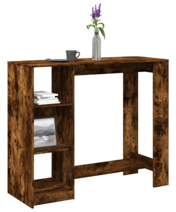 Bartisch mit Regal Räuchereiche 124x46x103,5 cm Holzwerkstoff