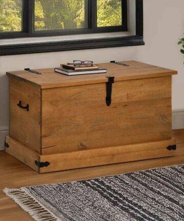 Truhe HALDEN 91x48x47 cm Massivholz Kiefer