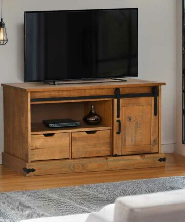 TV-Schrank HALDEN mit Schiebetür 110x40x60 cm Massivholz