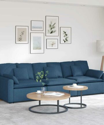 Modulares Sofa mit Kissen Blau