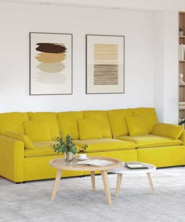 Modulares Sofa mit Kissen Gelb