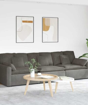 Modulares Sofa mit Kissen Hellgrau
