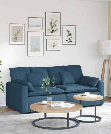 Modulares Sofa mit Kissen Blau