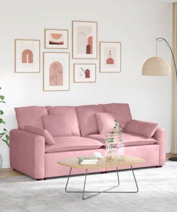 Modulares Sofa mit Kissen Rosa