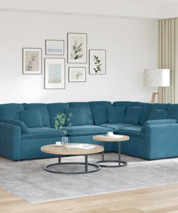 Modulares Sofa mit Kissen Samt Blau