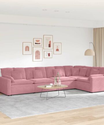 Modulares Sofa mit Kissen Samt Rosa