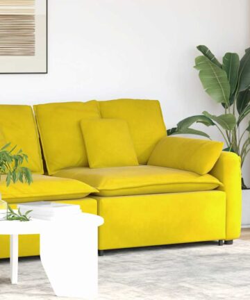 Modulares Sofa Endmodul mit Armlehne Kissen Gelb 100 cm