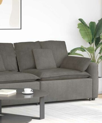 Modulares Sofa Endmodul mit Armlehne Kissen Hellgrau 100 cm