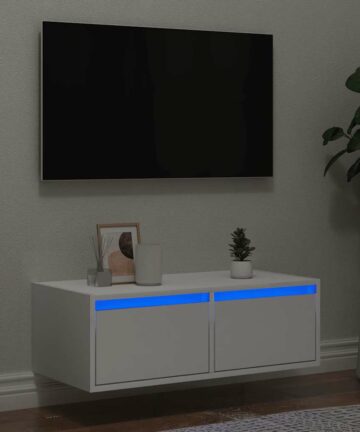 TV-Schrank mit LED-Leuchten Weiß 75x35,5x25 cm