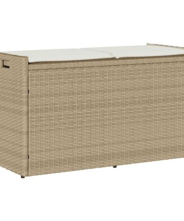 Outdoor-Sitzbank mit Stauraum und Kissen Beige 100 cm